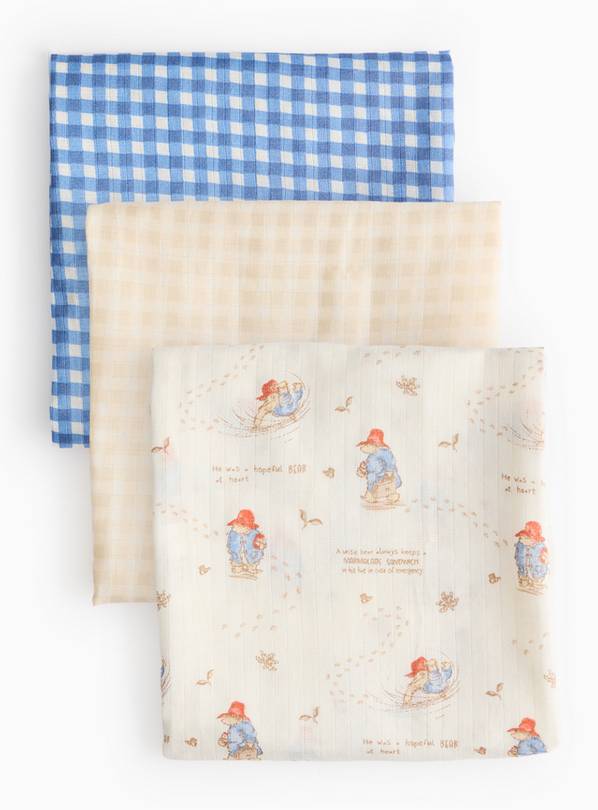 Paddington Bear Printed Muslin Cloths 3 Pack One Size